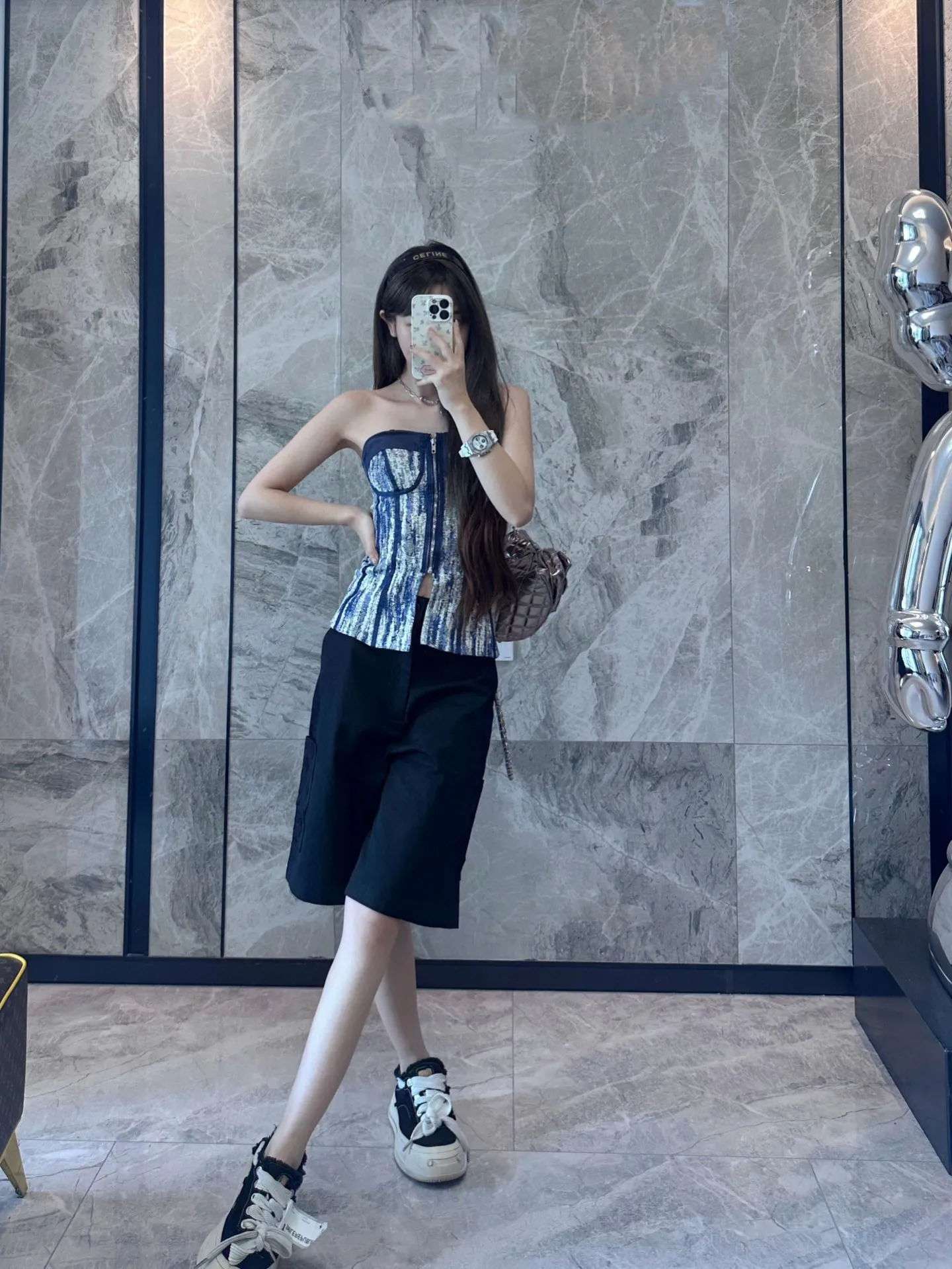 Louis Vuitton/Louis Vuitton 24ss pocket flocked patchwork shorts